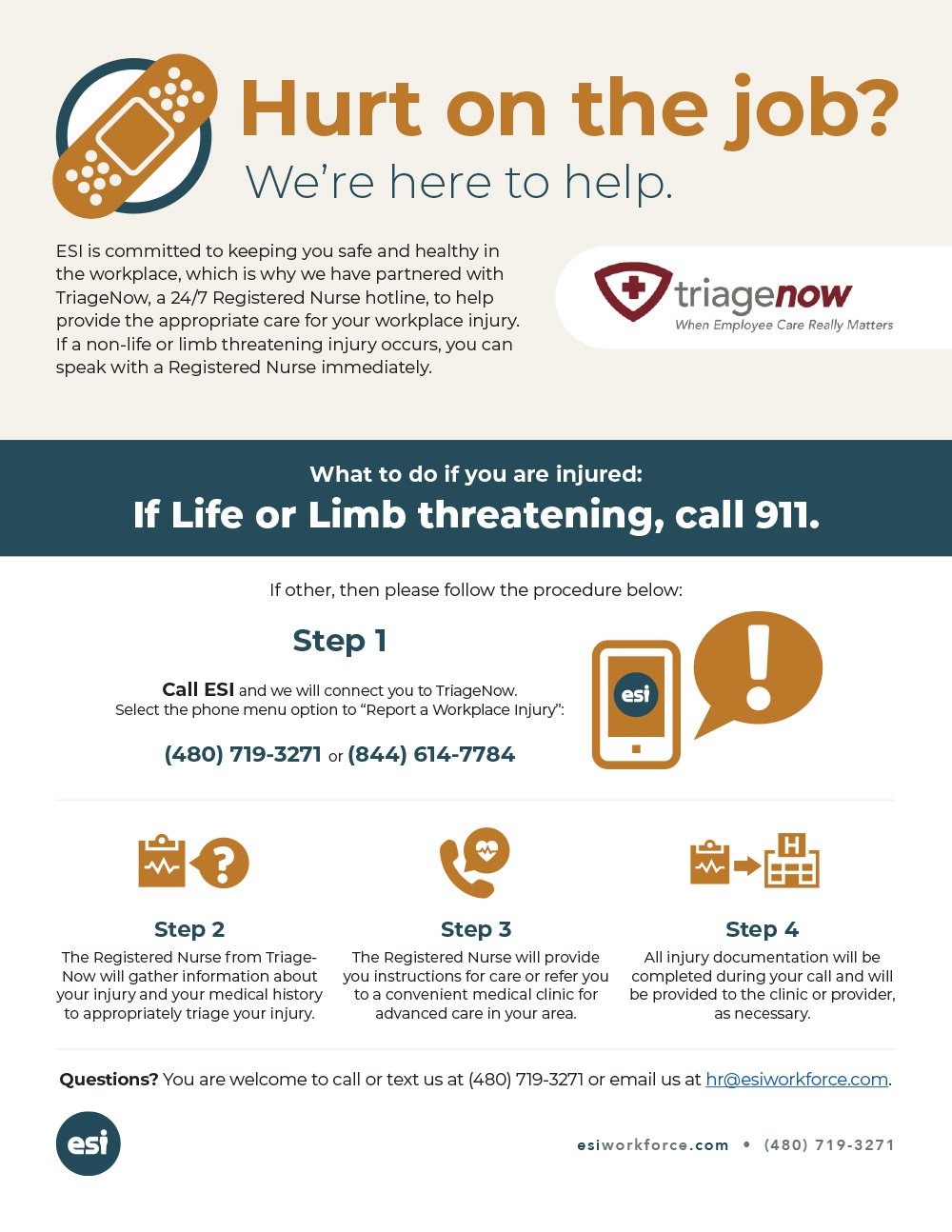 ESI - What to do if hurt on the job.